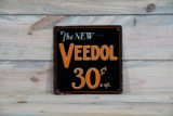 The New Veedol 30¢ Single Sided Tin Embossed Metal Sign TAC 7.75