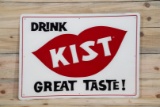 Drink Kist Great Taste Single Sided Tin Embossed Metal Sign TAC 8.75