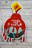 Sherwin Williams SWP Cover The Earth Single Sided Porcelain Embossed Diecut Sign TAC 9