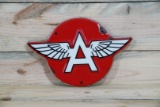 Flying A Single Sided Porcelain Embossed Diecut Pump Sign TAC 7.75