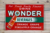 Drink Wonder Beverages w/ Bottle Single Sided Tin Embossed Metal Sign TAC 8.9