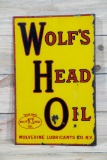 Wolf's Head Oil w/ Logo Porcelain Flange Sign TAC 7