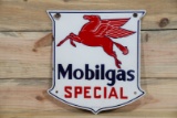 Mobilgas Special w/ Pegasus Single Sided Porcelain Shield Shaped Pump Sign TAC 8.5