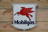 Mobilgas w/ Pegasus Single Sided Porcelain Shield Shaped Pump Sign TAC 8