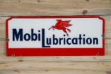 Mobilubrication w/ Pegasus Single Sided Porcelain Diecut Rack Sign TAC 9