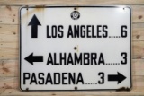 Southern California AAA Single Sided Porcelain Road Sign LA-Alhambra- Pasadena TAC 8