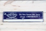 Chevrolet Motor Cars w/ Privilege Panel Single Sided Tin Embossed Metal Tacker Sign TAC 7