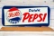 Drink Pepsi w/ Bottle Cap Single Sided Tin Embossed Metal Sign TAC 8.25