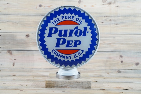 Purol-Pep Pure Oil Co. Gas Globe & 15" Lenses TAC 8.9