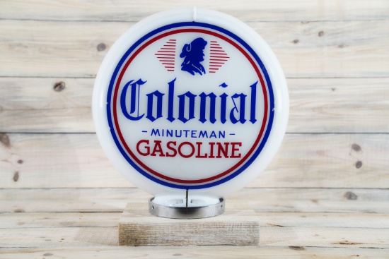 Colonial Minuteman Gasoline Globe & 13.5" Lenses TAC 9