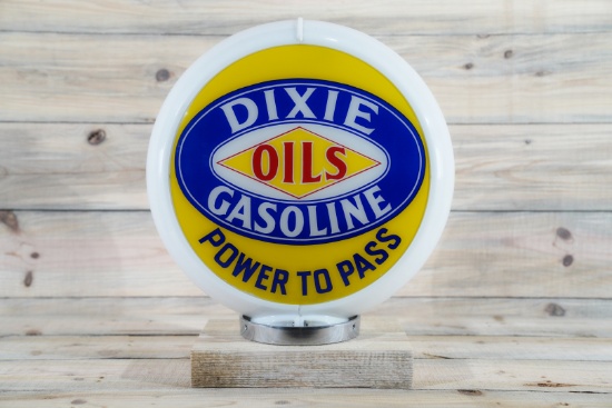 Dixie Oils Gasoline "Power to Pass" Globe & 13.5" Lenses TAC 9