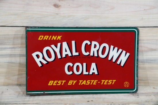 Drink Royal Crown Cola "Best by Taste-Test" Metal Flange Sign TAC 8.25