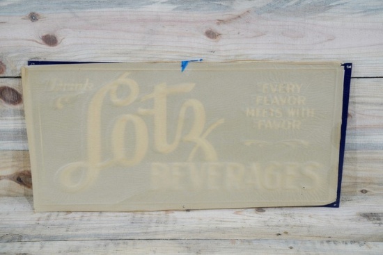 New Old Stock Drink Lotz Beverages SST Embossed Metal Sign TAC 9
