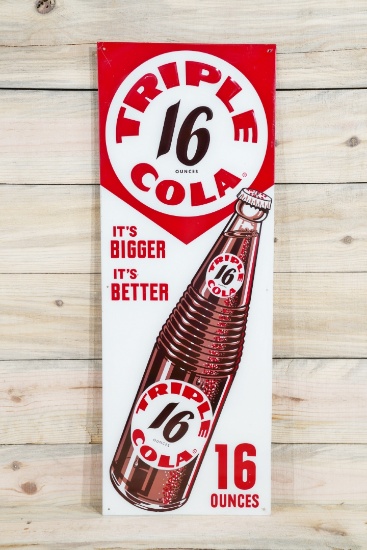 Triple 16 Cola Single Sided Tin Embossed Metal Sign TAC 9.75
