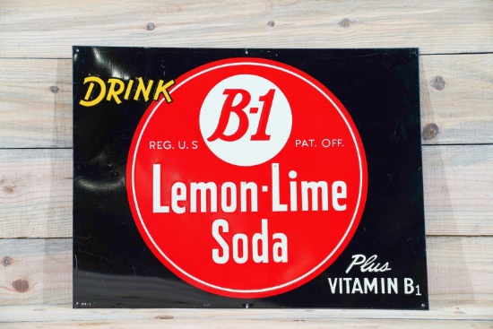 Drink B-1 Lemon-Lime Soda Single Sided Tin Metal Sign TAC 8.9