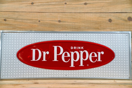 Drink Dr. Pepper Factory Error Single Sided Tin Embossed Metal Sign TAC 9