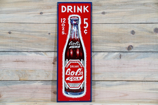 Drink Bob's Cola Single Sided Tin Embossed Metal Sign TAC 9