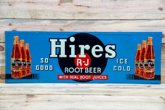 Hires So Good Ice Cold Root Beer w/ Six Bottles Single Sided Tin Embossed Metal Sign TAC 9