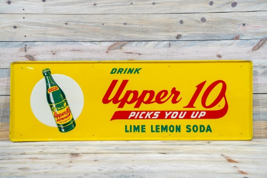 Drink Upper 10 Picks You Up Lime Lemon Soda Single Sided Tin Embossed Metal Sign TAC 8.9