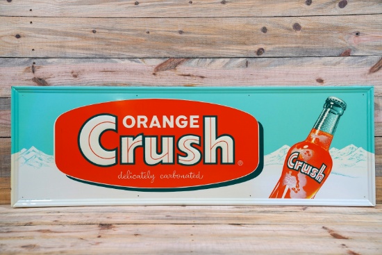 Orange Crush & Bottle Single Sided Tin Embossed Metal Sign TAC 9.75