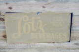 New Old Stock Drink Lotz Beverages SST Embossed Metal Sign TAC 9