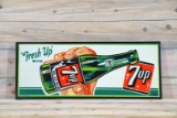 1951 Fresh Up 7up Single Sided Tin Embossed Metal Sign TAC 9