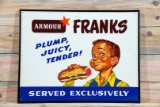 Armour Franks Served Exclusively Single Sided Tin Embossed Metal Sign TAC 9.75