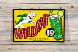 Wildcat Soda 15 Cents & Cat Graphic Masonite Sign TAC 9.25