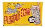 Purple Cow Soda 15 Cents & Cow Graphic Masonite Sign TAC 9