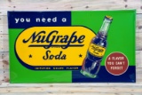 1951 NuGrape Soda Single Sided Tin Embossed Metal Sign TAC 9