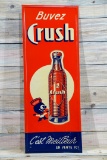 Orange Buvez Crush w/ Crushy Single Sided Tin Embossed Metal Sign TAC 8.5