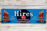 Hires So Good Ice Cold Root Beer w/ Six Bottles Single Sided Tin Embossed Metal Sign TAC 9