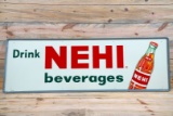 Drink Nehi Beverages Single Sided Tin Embossed Metal Sign TAC 9.5