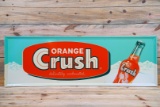 Orange Crush & Bottle Single Sided Tin Embossed Metal Sign TAC 9.75