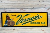 Drink Vernor's Ginger Ale Single Sided Tin Embossed Metal Sign TAC 8.5