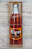 New Old Stock Hires Root Beer Bottle Shaped SST Emb Metal Sign & Original Shipping Crate TAC 9.25