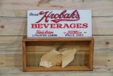 NOS Drink Hrobak's Beverages Single Sided Tin Embossed Metal Sign TAC 9.75
