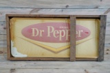 New Old Stock Drink Dr. Pepper V Logo Single Sided Tin Embossed Metal Sign & Original Crate TAC 9+