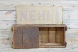 New Old Stock Drink Nehi Beverages Single Sided Tin Embossed Metal Sign & Original Crate TAC 9+