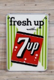 Fresh Up w/ 7up Single Sided Tin Embossed Metal Sign TAC 9.25