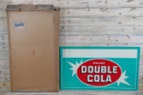 Enjoy Double Cola w/ Privilege Panel & Original Box Single Sided Tin Embossed Metal Sign TAC 9.5