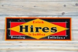 Drink Hires In Bottles Bracing Delicious Single Sided Tin Embossed Metal Sign TAC 7.5