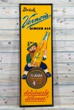 Drink Vernor's Ginger Ale Single Sided Tin Embossed Metal Vertical Sign TAC 9