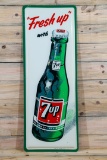 Fresh Up 7up Single Sided Tin Embossed Metal Vertical Sign TAC 9.5