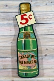 Canada Dry Pale Ginger Ale Single Sided Tin Embossed Metal Bottle Shaped Sign TAC 9.25