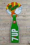 7up The Uncola Bottle Single Sided Tin Diecut Vertical Metal Sign TAC 8.75