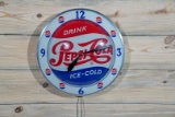 Drink Pepsi-Cola Ice-Cold Lighted Double-Bubble Clock