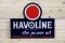 Havoline The Power Oil w/ Red Dot Logo Porcelain Flange Sign TAC 9.25