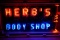 Herb's Body Shop Double Sided Painted Metal Neon Sign