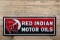 6' Red Indian Motor Oils w/ Logo Single Sided Porcelain Sign TAC 8.25